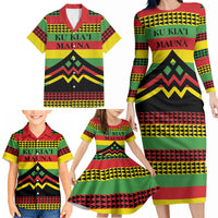 Hawaii Ku Kia'i Mauna Personalized Family Matching Long Sleeve Bodycon Dress and Hawaiian Shirt Hawaiian Kanaka Maoli Motif LT9 - Polynesian Pride