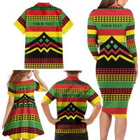 Hawaii Ku Kia'i Mauna Personalized Family Matching Long Sleeve Bodycon Dress and Hawaiian Shirt Hawaiian Kanaka Maoli Motif LT9 Mom's Dress Green - Polynesian Pride