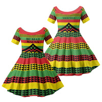 Hawaii Ku Kia'i Mauna Personalized Family Matching Mermaid Dress and Hawaiian Shirt Hawaiian Kanaka Maoli Motif LT9 Daughter's Dress Green - Polynesian Pride