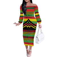 Hawaii Ku Kia'i Mauna Personalized Family Matching Off The Shoulder Long Sleeve Dress and Hawaiian Shirt Hawaiian Kanaka Maoli Motif