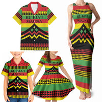 Hawaii Ku Kia'i Mauna Personalized Family Matching Tank Maxi Dress and Hawaiian Shirt Hawaiian Kanaka Maoli Motif LT9 - Polynesian Pride