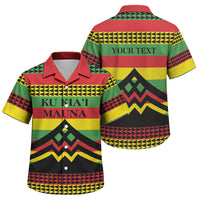 Hawaii Ku Kia'i Mauna Personalized Family Matching Tank Maxi Dress and Hawaiian Shirt Hawaiian Kanaka Maoli Motif LT9 Son's Shirt Green - Polynesian Pride