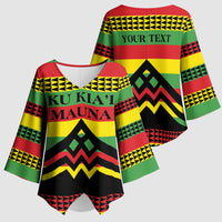 Hawaii Ku Kia'i Mauna Personalized Kimono Sleeve Blouse Hawaiian Kanaka Maoli Motif