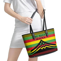 Hawaii Ku Kia'i Mauna Leather Tote Bag Hawaiian Kanaka Maoli Motif