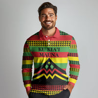 Hawaii Ku Kia'i Mauna Personalized Long Sleeve Polo Shirt Hawaiian Kanaka Maoli Motif