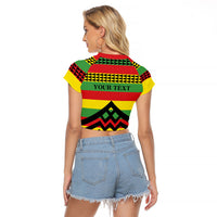 Hawaii Ku Kia'i Mauna Personalized Raglan Cropped T Shirt Hawaiian Kanaka Maoli Motif