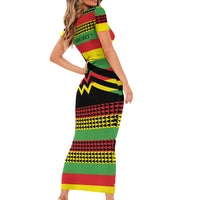 Hawaii Ku Kia'i Mauna Personalized Short Sleeve Bodycon Dress Hawaiian Kanaka Maoli Motif LT9 - Polynesian Pride