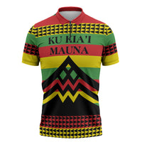 Hawaii Ku Kia'i Mauna Personalized Zipper Polo Shirt Hawaiian Kanaka Maoli Motif LT9 Green - Polynesian Pride