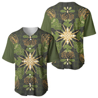 Hawaii Ohia Lehua Squares Baseball Jersey Hawaiian Quilt Inspired Floral Pattern