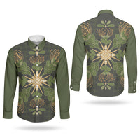 Hawaii Ohia Lehua Squares Couples Matching Tank Maxi Dress and Long Sleeve Button Shirt Hawaiian Quilt Inspired Floral Pattern LT9 - Polynesian Pride