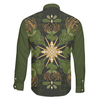 Hawaii Ohia Lehua Squares Family Matching Puletasi and Hawaiian Shirt Hawaiian Quilt Inspired Floral Pattern LT9 Son's Shirt Green - Polynesian Pride