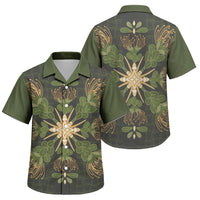 Hawaii Ohia Lehua Squares Family Matching Tank Maxi Dress and Hawaiian Shirt Hawaiian Quilt Inspired Floral Pattern LT9 Son's Shirt Green - Polynesian Pride