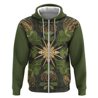 Hawaii Ohia Lehua Squares Hoodie Hawaiian Quilt Inspired Floral Pattern LT9 Zip Hoodie Green - Polynesian Pride