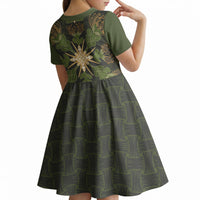 Hawaii Ohia Lehua Squares Kid Short Sleeve Dress Hawaiian Quilt Inspired Floral Pattern LT9 - Polynesian Pride