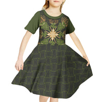Hawaii Ohia Lehua Squares Kid Short Sleeve Dress Hawaiian Quilt Inspired Floral Pattern LT9 - Polynesian Pride