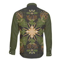Hawaii Ohia Lehua Squares Long Sleeve Button Shirt Hawaiian Quilt Inspired Floral Pattern LT9 - Polynesian Pride