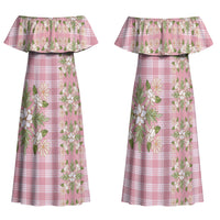 Akala Hamele Hawai'i Palaka Squares Maile Leaf Family Matching Off Shoulder Maxi Dress and Hawaiian Shirt Flowers Hawaiian Quilt Patterns LT9 Mom's Dress Dusty Rose - Polynesian Pride