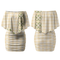 Melemele Ahiahia Hawai'i Palaka Squares Maile Leaf Family Matching Off Shoulder Short Dress and Hawaiian Shirt Flowers Hawaiian Quilt Patterns LT9 Mom's Dress Pastel Yellow - Polynesian Pride