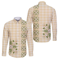 Melemele Ahiahia Hawai'i Palaka Squares Maile Leaf Family Matching Off Shoulder Short Dress and Hawaiian Shirt Flowers Hawaiian Quilt Patterns LT9 Dad's Shirt - Long Sleeve Pastel Yellow - Polynesian Pride