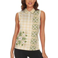 Melemele Ahiahia Hawai'i Palaka Squares Maile Leaf Women Sleeveless Polo Shirt Flowers Hawaiian Quilt Patterns