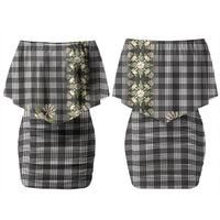 Pauli Hawai'i Palaka Squares Maile Leaf Family Matching Off Shoulder Short Dress and Hawaiian Shirt Flowers Hawaiian Quilt Patterns LT9 Mom's Dress Soft Black - Polynesian Pride