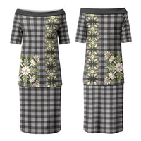 Pauli Hawai'i Palaka Squares Maile Leaf Family Matching Puletasi and Hawaiian Shirt Flowers Hawaiian Quilt Patterns LT9 Mom's Dress Soft Black - Polynesian Pride