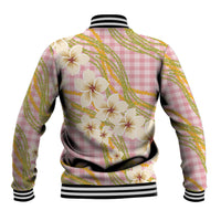 Akala Hamele Palaka Plumeria Baseball Jacket Puakenikeni and Maile Lei