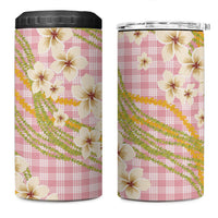 Akala Hamele Palaka Plumeria 4 in 1 Can Cooler Tumbler Puakenikeni and Maile Lei