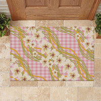 Akala Hamele Palaka Plumeria Rubber Doormat Puakenikeni and Maile Lei