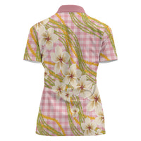 Akala Hamele Palaka Plumeria Women Polo Shirt Puakenikeni and Maile Lei LT9 - Polynesian Pride