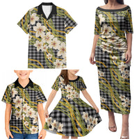 Ele'ele Hawai'i Palaka Plumeria Family Matching Puletasi and Hawaiian Shirt Puakenikeni and Maile Lei LT9 - Polynesian Pride