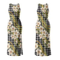 Ele'ele Hawai'i Palaka Plumeria Family Matching Tank Maxi Dress and Hawaiian Shirt Puakenikeni and Maile Lei LT9 Mom's Dress Black - Polynesian Pride