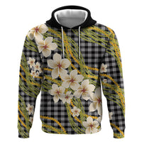 Ele'ele Hawai'i Palaka Plumeria Hoodie Puakenikeni and Maile Lei