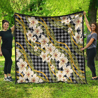 Ele'ele Hawai'i Palaka Plumeria Quilt Puakenikeni and Maile Lei