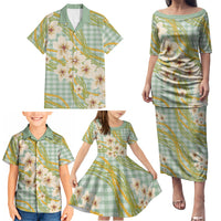 Liko Kukui Hawai'i Palaka Plumeria Family Matching Puletasi and Hawaiian Shirt Puakenikeni and Maile Lei LT9 - Polynesian Pride