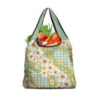 Liko Kukui Hawai'i Palaka Plumeria Grocery Bag Puakenikeni and Maile Lei