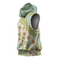 Liko Kukui Hawai'i Palaka Plumeria Sleeveless Hoodie Puakenikeni and Maile Lei LT9 - Polynesian Pride