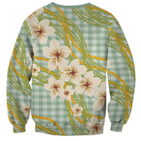 Liko Kukui Hawai'i Palaka Plumeria Sweatshirt Puakenikeni and Maile Lei LT9 - Polynesian Pride