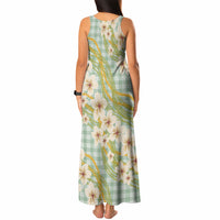 Liko Kukui Hawai'i Palaka Plumeria Tank Maxi Dress Puakenikeni and Maile Lei