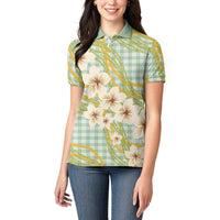 Liko Kukui Hawai'i Palaka Plumeria Women Polo Shirt Puakenikeni and Maile Lei LT9 - Polynesian Pride