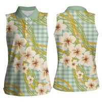 Liko Kukui Hawai'i Palaka Plumeria Women Sleeveless Polo Shirt Puakenikeni and Maile Lei LT9 - Polynesian Pride