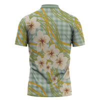 Liko Kukui Hawai'i Palaka Plumeria Zipper Polo Shirt Puakenikeni and Maile Lei LT9 - Polynesian Pride