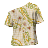 Melemele Ahiahia Hawai'i Palaka Plumeria Cross Shoulder Shirt Puakenikeni and Maile Lei LT9 - Polynesian Pride