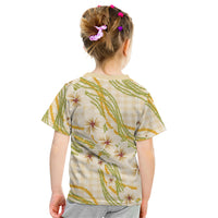 Melemele Ahiahia Hawai'i Palaka Plumeria Kid T Shirt Puakenikeni and Maile Lei LT9 - Polynesian Pride