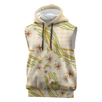 Melemele Ahiahia Hawai'i Palaka Plumeria Sleeveless Hoodie Puakenikeni and Maile Lei LT9 Pastel Yellow - Polynesian Pride