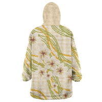 Melemele Ahiahia Hawai'i Palaka Plumeria Wearable Blanket Hoodie Puakenikeni and Maile Lei LT9 - Polynesian Pride