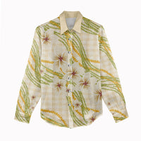 Melemele Ahiahia Hawai'i Palaka Plumeria Women Casual Shirt Puakenikeni and Maile Lei LT9 - Polynesian Pride
