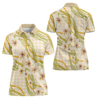 Melemele Ahiahia Hawai'i Palaka Plumeria Women Polo Shirt Puakenikeni and Maile Lei LT9 - Polynesian Pride