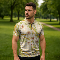 Melemele Ahiahia Hawai'i Palaka Plumeria Zipper Polo Shirt Puakenikeni and Maile Lei LT9 - Polynesian Pride