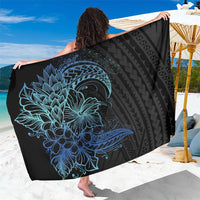 Floral Polynesian Hibiscus Tattoo Sarong Blue Gradient Style